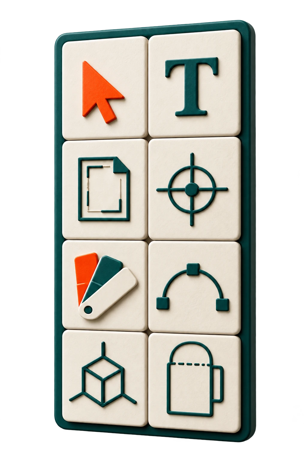 The Human Imprint toolbox: tactile selection, type, page, registration, colour, curve, 3D and packaging tools.